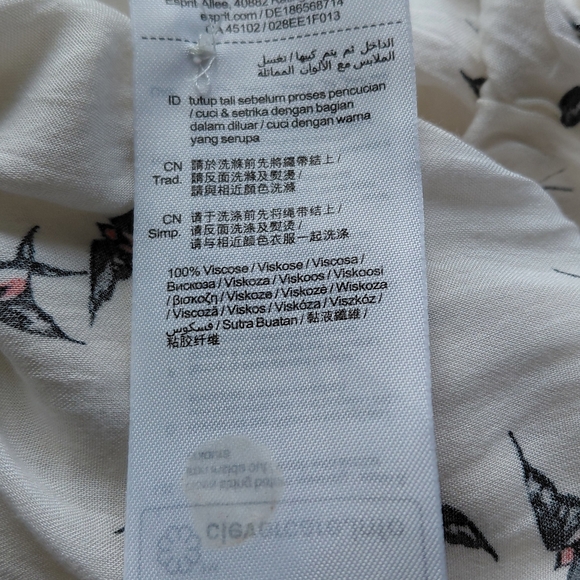 Esprit Cream Blouse with Black Bird Design - Picture 7 of 7